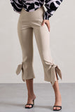 On Stage Champagne Cropped Capri Pants With Knot Detail