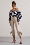 On Stage Champagne Cropped Capri Pants With Knot Detail