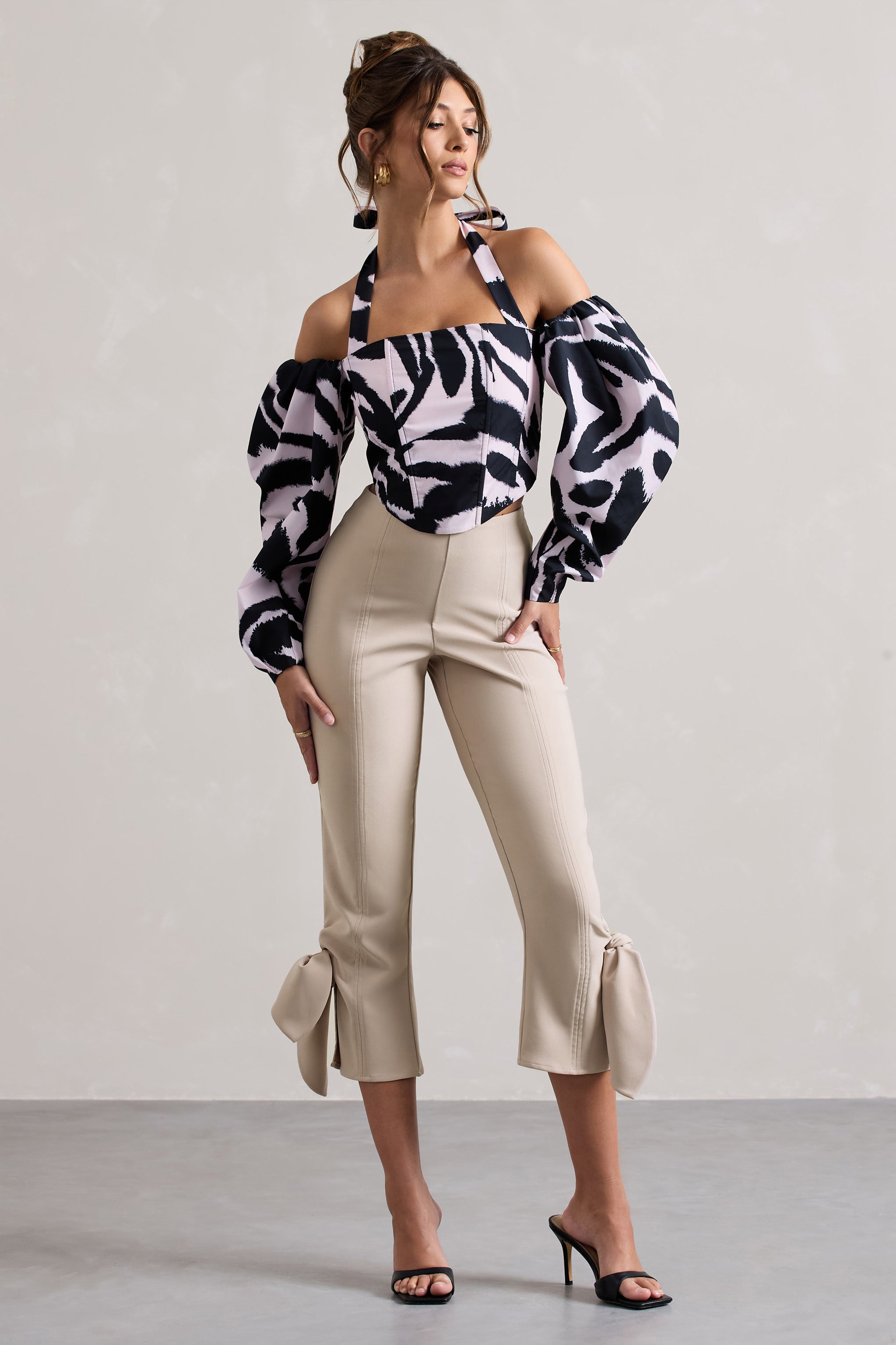 On Stage Champagne Cropped Capri Pants With Knot Detail