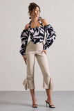 On Stage Champagne Cropped Capri Pants With Knot Detail