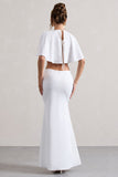 Isadora Ivory Cut-Out Split Maxi Dress With Cape