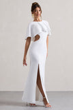 Isadora Ivory Cut-Out Split Maxi Dress With Cape