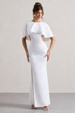 Isadora Ivory Cut-Out Split Maxi Dress With Cape