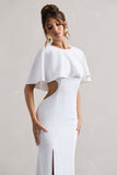 Isadora Ivory Cut-Out Split Maxi Dress With Cape