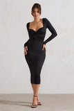 Sammy Black Bodycon Sweetheart Midi Dress