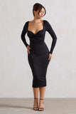 Sammy Black Bodycon Sweetheart Midi Dress