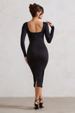 Sammy Black Bodycon Sweetheart Midi Dress