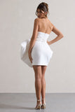 Bladen Cream Bandeau Mini Dress With Detachable Bow Skirt