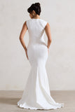 Adore You Cream Square-Neck Structured Fishtail Maxi Dress