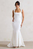 Adore You Cream Square-Neck Structured Fishtail Maxi Dress