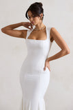Adore You Cream Square-Neck Structured Fishtail Maxi Dress