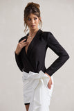 Capital Black Tailored Blazer Mini Dress With Side Drape