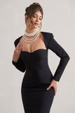 London Black Sweetheart Maxi Dress With Volume Hem