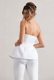 Century Cream Satin Strapless Button Front Corset Top