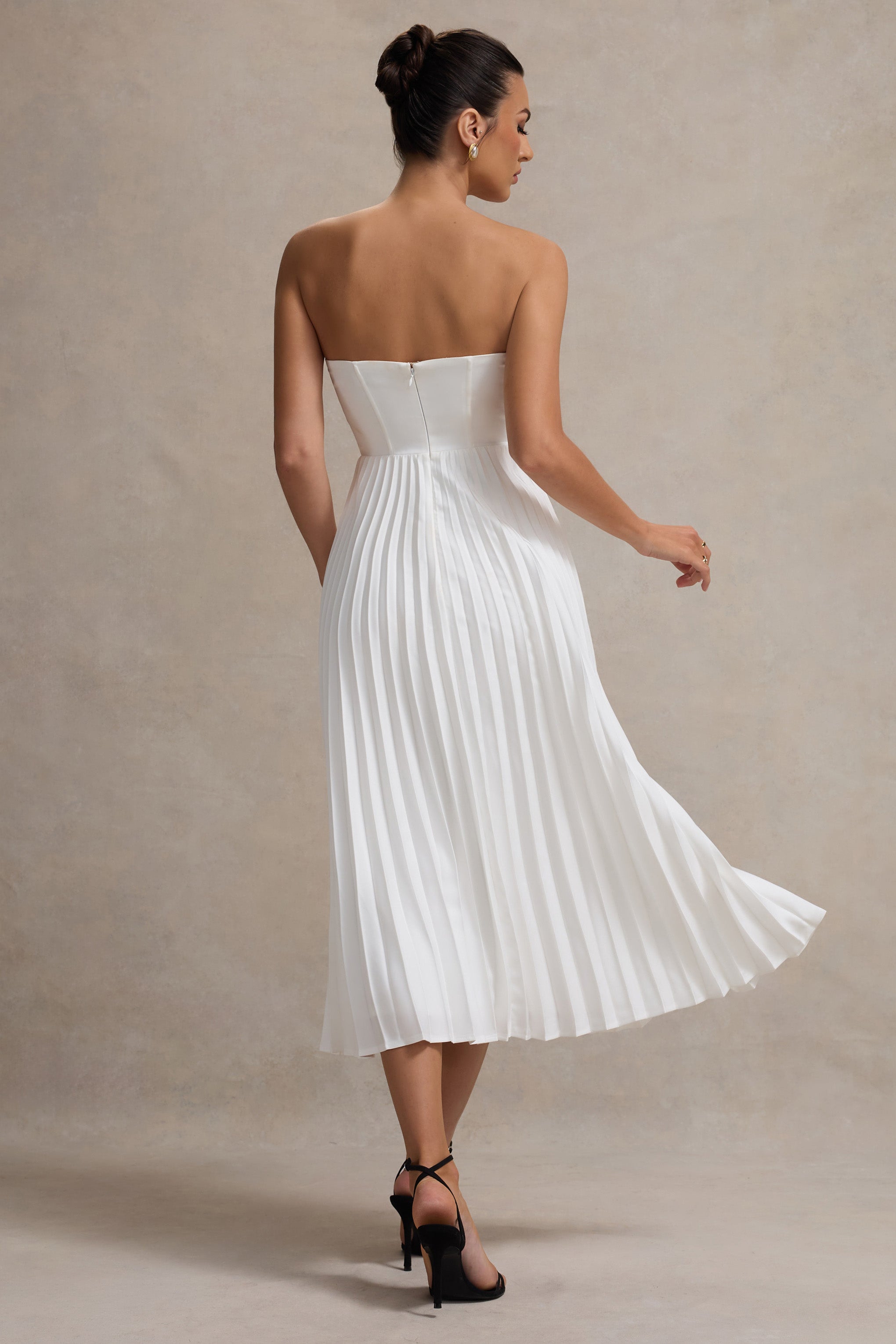 Bordeaux Cream Satin Corset Style Midi Dress