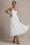 Bordeaux Cream Satin Corset Style Midi Dress