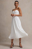 Bordeaux Cream Satin Corset Style Midi Dress