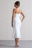 To Me White Bandeau Midi Dress With Oversized Bow
