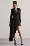 Spiral Black Tailored Blazer Mini Dress With Asymmetric Hem