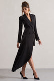 Spiral Black Tailored Blazer Mini Dress With Asymmetric Hem
