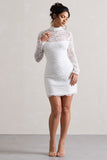 Gossip White Lace High-Neck Mini Dress