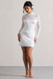 Gossip White Lace High-Neck Mini Dress