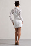 Gossip White Lace High-Neck Mini Dress