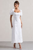 Hacienda White Poplin Puff-Sleeve Maxi Dress