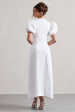 Hacienda White Poplin Puff-Sleeve Maxi Dress