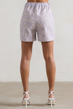 Florenza Mauve Lace High-Waist Tailored Shorts