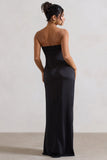 Azra Black Satin Bandeau Maxi Dress
