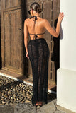Havana Black Crochet Wrap Maxi Skirt