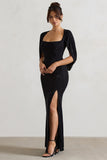 Broadway Black Embellished Fishtail Maxi Dress With Cape Sleeves
