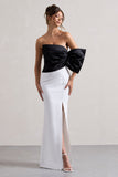 Envision Black & White Asymmetric One-Sleeve Split Maxi Dress