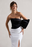 Envision Black & White Asymmetric One-Sleeve Split Maxi Dress