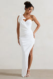 Esther White Wrap Maxi Dress With Corsage