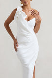 Esther White Wrap Maxi Dress With Corsage