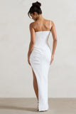 Esther White Wrap Maxi Dress With Corsage