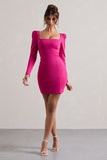Ainsley Hot Pink Long-Sleeve Mini Dress