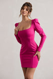 Ainsley Hot Pink Long-Sleeve Mini Dress