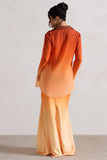Serita Orange Ombre Satin Split Maxi Skirt