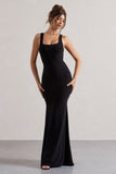 Mahina Black Square-Neck Maxi Dress