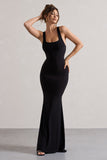 Mahina Black Square-Neck Maxi Dress