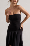 Catalina Black Bandeau Maxi Dress With Draped Hem