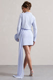 Sovereign Blue Pinstripe Shirt Mini Dress With Oversized Bow