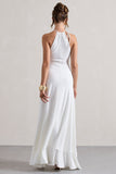 Naria Cream Ruched Cut-Out Split Maxi Dress