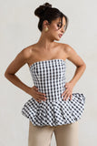 Roll With It Black & White Gingham Bandeau Ruffle Top