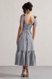 Brighton Black & White Gingham Sweetheart Midi Dress
