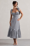 Brighton Black & White Gingham Sweetheart Midi Dress