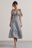 Brighton Black & White Gingham Sweetheart Midi Dress